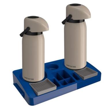 Imagem de Kit 2 Garrafa Térmica Verona 1,8l Bege + Bandeja Organizadora Unitermi