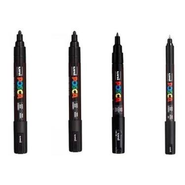 Imagem de Kit Posca Preta 2pc-5m Pc1mr E Pc1m - Uni-Ball