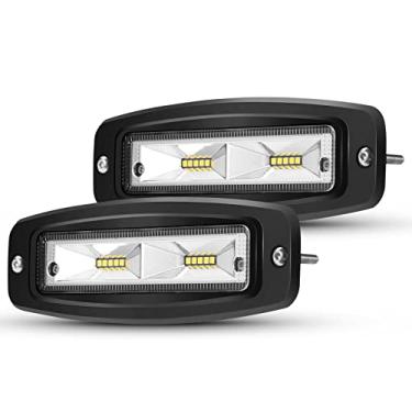 Imagem de BUNKER INDUST Lâmpadas LED de 17,78 cm, par de luz de trabalho LED de montagem embutida, barra de luz de 4800 lm, luzes de direção de reserva, à prova d'água para trator de caminhão, off-road 4x4, Jeep Pickup SUV ATV UTV Carrinho de golfe