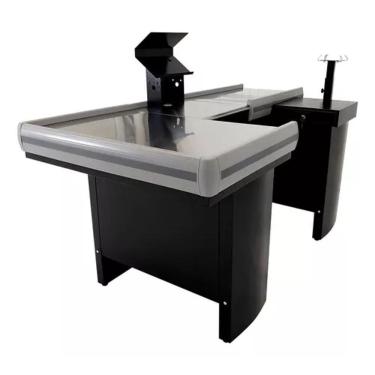 Imagem de Check-out Caixa Supermercado Kit Automação Gaveta 2,00 Metro Cor Preto Perfil Cinza