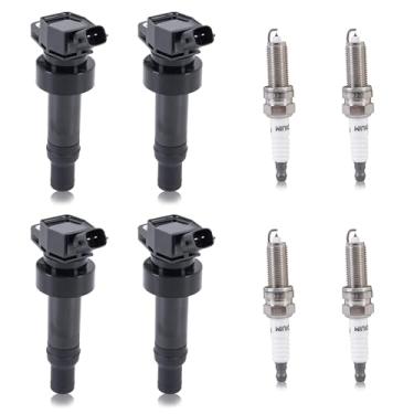 Imagem de KUIPERAUTO Conjunto De 4 Bobinas Ignição E Velas Compatíveis Com Hyundai Accent Veloster Kia Soul L4 1.6L 273012B100 Uf652 Gn10634