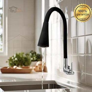 Imagem de Torneira de cozinha parede pia gourmet Preta 2 jatos ABS - TCK METAIS,