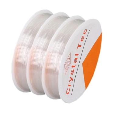 Imagem de Whale Fio Elástico De Baleia Para Pulseiras, 3 Rolos, Transparente Fazer Joias, 0,6 Mm, 15 Contas, Cristal, Artesanato, Miçangas, Pônei (3 Rolos)