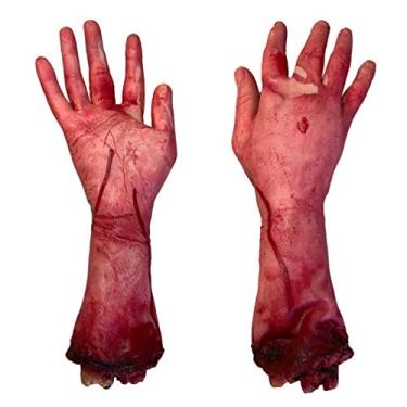 Imagem de Toyvian 2pcs Fake Human Arm Body Parts Bloody Broken Severed Hand Hands Haunted House Trick Scary Halloween Decorations Props