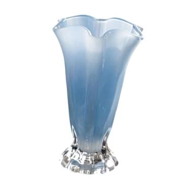 Imagem de Bothyi Vaso de vidro com pétalas, vaso decorativo para plantas, arranjo de flores simples, recipiente moderno para decoração de escritório e sala de estar, Azul