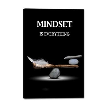 Imagem de SKASNFAI Mindset Motivation Office Wall Art Zen Stone Canvas Print Pictures Decoração de parede com citações positivas emolduradas pôsteres para decoração de sala de estar quarto (61 cm C x 91 cm)