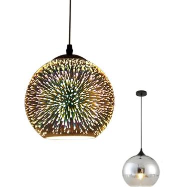 Imagem de Lâmpada De Teto De Globo Simples Moderna, Luz Esférica De Vidro Cromado Pendt, Abajur De Bola De Vidro Colorido 3d, Chdelier De Sala De Jantar De Quarto Isld, A, 25X27CM/10X10.7IN