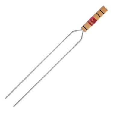 Imagem de Kit c/ 6 Espeto Churrasco Gaucho Duplo 75cm Aco Cromado - Grilazer