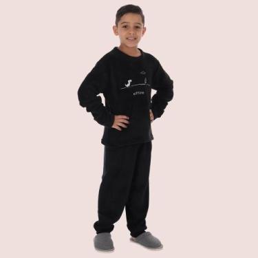 Imagem de Pijama De Frio Victory Soft Bordado Infantil Liso Menino, Preto, 6