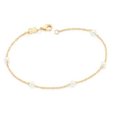 Imagem de Pulseira perola presente mãe mulher namorada rommanel folheado 18k