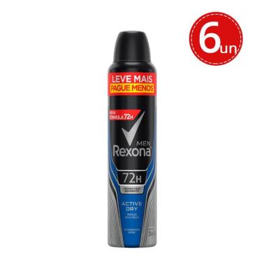 Imagem de Kit Desodorante Antitranspirante Aerosol Rexona Active Dry 72 horas 250ml - 6 Unidades