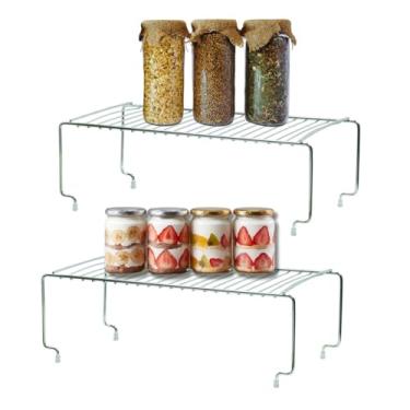 Imagem de Prateleiras Multiuso para Cozinha e Quarto Kit com 2 Peças 42 x 22 cm Cromado Organizador Empilhável
