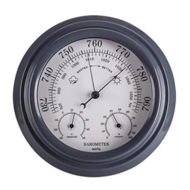 Imagem de Barômetros Instrumento Meteorológico, Barômetro, 202mm Metal Wall Hanging Barômetro, 3 Em 1 Termômetro Higrômetro, Barômetro Wall Hanging Weather Station, Gray Black