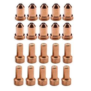 Imagem de CZlewan 10 eletrodos de plasma PT-80 52558 e 10 peças de bocais PT-80 51311.10 (Tip 1,0 mm 0,039") Adequado para tocha de corte a plasma PT80 IPT-80 PTM-80