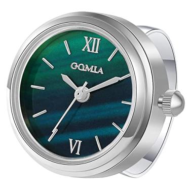 Imagem de JewelryWe Relógio de dedo masculino feminino com anel ajustável, mostrador verde redondo, quartzo, anéis