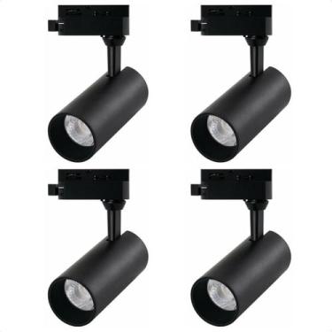 Imagem de Kit 4 Spot Led MR16 para Trilho Eletrificado Preto 110/220v - Blumenau