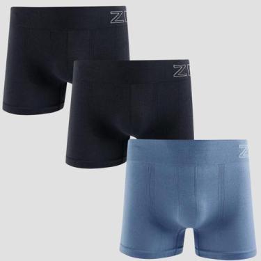 Imagem de Kit 3 Cuecas Boxer Masculina Zee Rucci Microfibra Sem Costura Lisa - Z