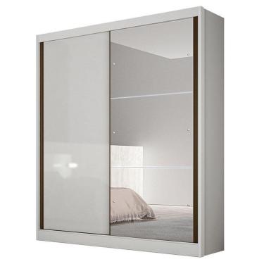 Imagem de Guarda Roupa Solteiro Dante 2 Portas Neve Com Nicho E Espelho – Novo Horizonte