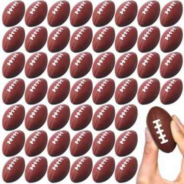 Imagem de Blulu Pacote com 50 mini bolas de futebol americano a granel de 5,5 cm de espuma para festa de futebol americano pequena bola esportiva para aniversário, carnaval, recompensa, saco de presente (marrom