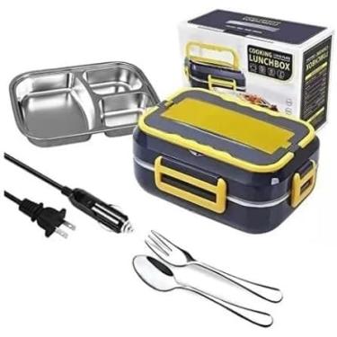 Imagem de Marmita Eletrica Automatica Com Divisoria 110V Lancheira Portatil Eletric Lunch Box 3 Em 1 Grid Plate