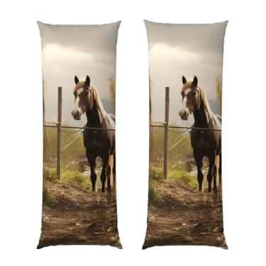Imagem de Capa de travesseiro corporal com zíper oculto, fronha longa de microfibra macia e respirável para travesseiro de corpo, capas de travesseiro de cerca e cavalo para dormir, presente para cama, fronha