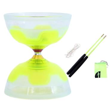 Imagem de simhoa Chinês Diabolo Conjunto Diabolo Bola Brinquedo Malabarismo Brinquedo Triplo Rolamento para Adultos Crianças, Amarelo