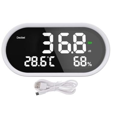 Imagem de Decibel Decibel medidor de som de nível de som Medidor de alta precisão LCD Exibir temperatura de ruído Monitor de umide para o Hospital Escritório Material ABS Usb alimentado