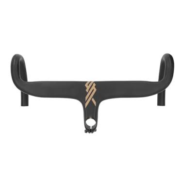 Imagem de Ciclo Local de alumínio leve Liga de alumínio Integrado guidão dobrado para bicicletas de estrada Projeto ergonômico durável APRENHAMENTE APRENDIDADO E CONTROLE 420MM (Ouro preto)