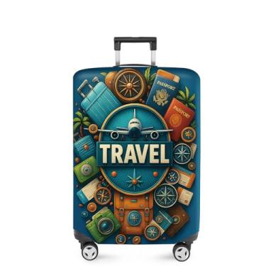 Imagem de ANNA QUEEN Capa divertida para mala, protetor de mala, capa de viagem para bagagem de 45 a 81 cm, acessórios de viagem de elastano extensível e lavável, #12, S(fits 18-21inch suitcase)