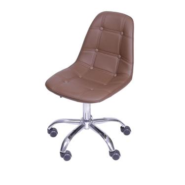 Imagem de Cadeira Giratória Eames Botonê Assento PU Café Base Rodizio Cromada