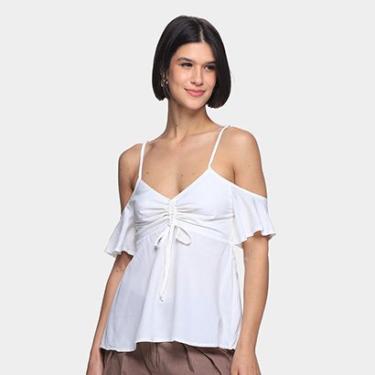 Imagem de Blusa Mercatto Open Shoulder Amarração Lisa Feminina-Feminino
