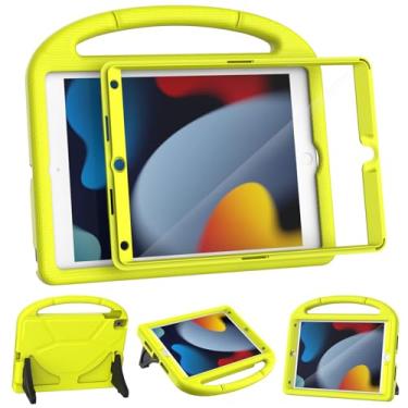 Imagem de YIHE Capa infantil para iPad 9ª/8ª/7ª geração, iPad Pro 10.5 e Air 3, capa protetora à prova de choque com suporte de alça e protetor de tela para iPads de 10,2/10,5 polegadas, amarelo claro