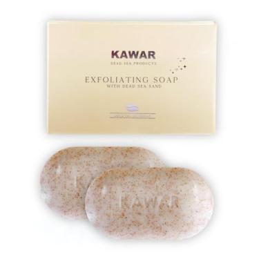 Imagem de KAWAR Sabonete Esfoliante Do Mar Morto Com Areia - Ácido Salicílico, Cloreto De Magnésio, Manteiga Karité, Óleo Oliva E Barra Vegana Melaleuca Para Homens Mulheres, 127 G (Pacote 2)