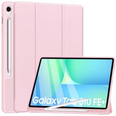 Imagem de YRH Capa para Samsung Galaxy Tab S10 FE+ Plus de 13,1 polegadas 2025, capa traseira de TPU macio para tablet com hibernar/despertar automático, suporte para caneta, 33.3 cm (rosa)