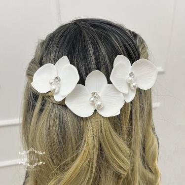 Imagem de 3 Grinaldas Grampo De Noiva Arranjo Orquídea Enfeite A41 - Milly - O S