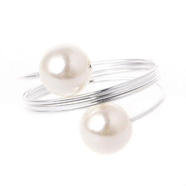 Imagem de Anel Porta Guardanapo Pérola Prateado Decoração A0338