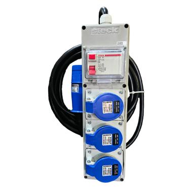 Imagem de Extensão 5 Metros C/ IDR 40A C/ Plugue N4279 32A + 3 Tomadas N4049 16A 200/250V IP-44 Cód. S6100102DR – Steck