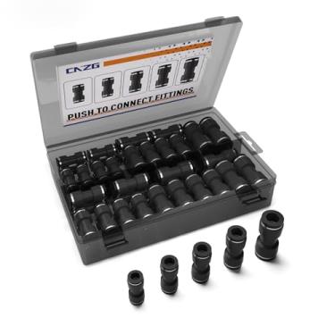 Imagem de CNZG PNEU 1/4 Conexões de mangueira de ar de conexão rápida kit de linha pneumática push to dot reparo de água de jardim tubo de 3/8 polegada 5/32 tubo PU 1/2 união reta