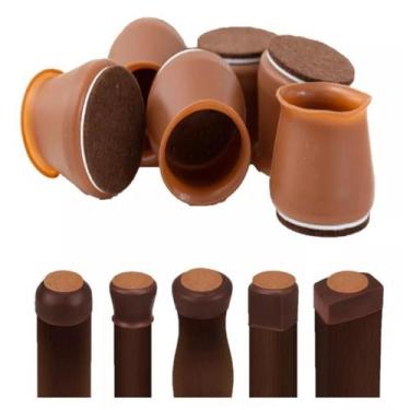 Imagem de Kit 24 Unid Protetor Cadeira Pezinho De Silicone Com Feltro - Geoprote