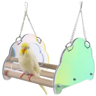 Imagem de Balanço de papagaio com poleiro e espelho, brinquedo de espelho de pássaro pendurado adequado para calopsitas, periquitos, periquitos, conures, periquitos, periquitos, periquitos, periquitos