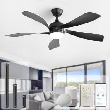Imagem de Sofucor 52 Smart Ceiling Fan, Indoor/Outdoor Ceiling Fans with Lights and Remote, Compatible with Alexa/Google/App, 3-Color Light 6-Speed Timing Reversible DC Motor for Bedroom Living Roo