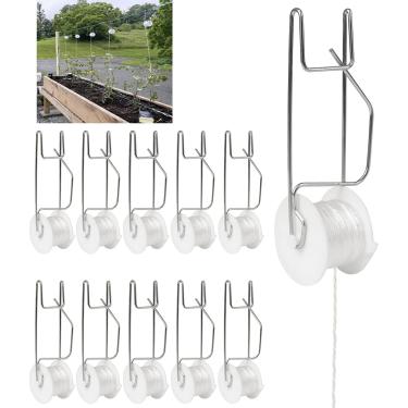 Imagem de Pacote com 10 ganchos de rolo de tomate com cordão de 120 m, ganchos de rolo de tomate para estufa, planta, kit de treliça de cultivo de videira