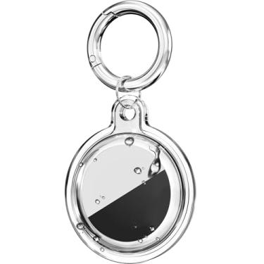 Imagem de Galafoki 1 pacote com suporte de etiqueta de ar, capa impermeável para Apple Air Tag, 1 pacote com chaveiro, à prova de poeira e arranhões para cães, gatos, bolsas, chaves, bagagem, branco