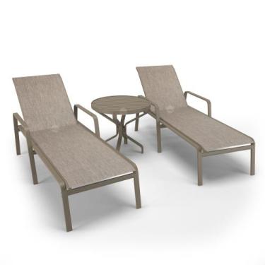 Imagem de Kit 2 Espreguiçadeiras 1 Mesinha Alumínio Fendi Tela Mocca - Aluv Móve