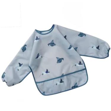 Imagem de Babador Manga Longa Impermeável Com Cata Migalhas (Arraia Azul)