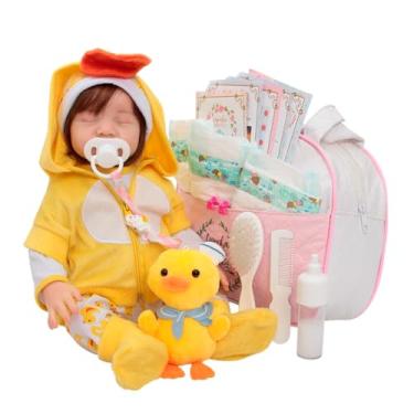 Imagem de Bebê Reborn Realista Menina Cabelo Fio a Fio Patinho + Bolsa