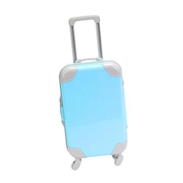 Imagem de oshhni Mala de boneca de 18 polegadas, mini mala de viagem, decoração, mini de carrinho americana, acessórios para bonecas, brinquedo de bebê para, Azul
