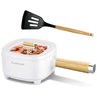 Imagem de Panela Elétrica Audecook Hot Pot 2L, Frigideira Antiaderente de 8 Polegadas, Cooker Portátil para Ramen, Bife, Arroz Frito, Aveia e Sopa