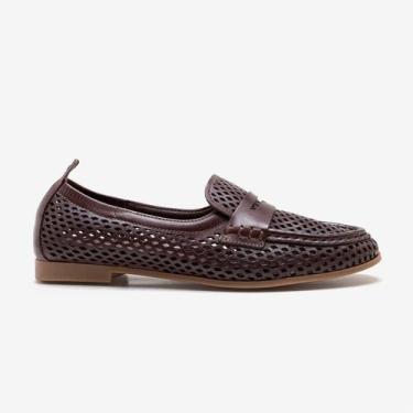 Imagem de Mocassim Feminino Flora Couro Marrom - Democrata, 37