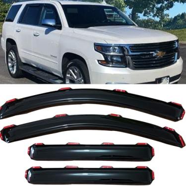 Imagem de Defletores de janela no canal Viseiras de ventilação protetores de chuva para Chevrolet Tahoe GMC Yukon Cadillac Escalade 2015-2020, viseira de proteção de ventilação lateral, 194531 conjunto de 4